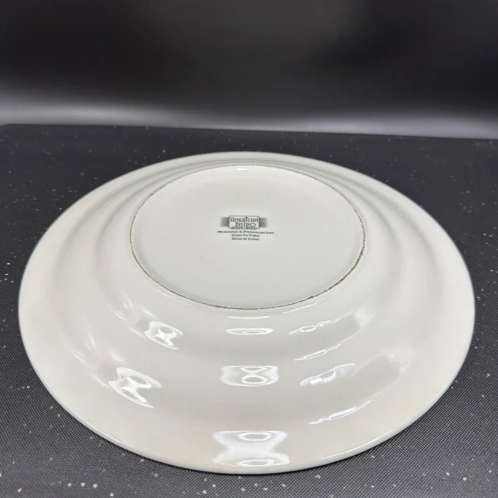 American Bistro Diner Ware Red Rim White Dinner Plates Set‎ of 2 Retro 11 Inch